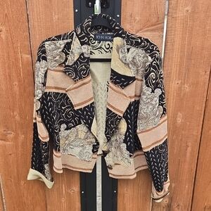 "TO DIE FOR" Jaquard Black and Tan Women's Jacket Sz M